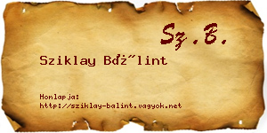 Sziklay Bálint névjegykártya